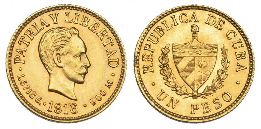 703   -  CUBA. 1 peso. 1916. KM-16. EBC+.