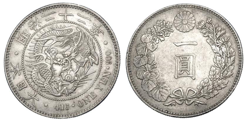 734   -  JAPÓN. Mutsohito (1867-1912). 1 yen Meiji. 1889. DAV-274. MBC+.