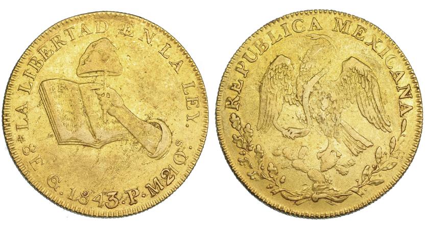 736   -  MÉXICO. 8 escudos. 1843. Guanajuato. PM. KM-383.7. MBC-/BC+.