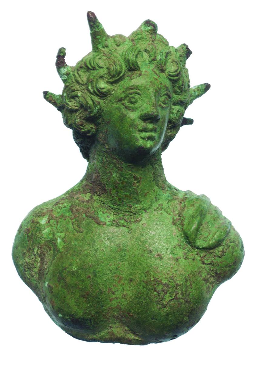 2069   -  ROMA. Imperio Romano. Figura de busto de Helios (II-III d.C.). Bronce. Altura 9,9 cm. 