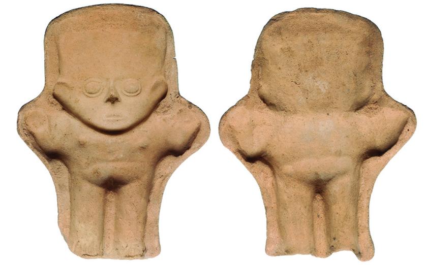 2109   -  PREHISPÁNICO. Molde de forma antropomorfa. Cultura Chancay (1100-1400 d.C.). Terracota. Altura 17,1 cm. Se adjunta prueba de termoluminiscencia. En dos piezas.