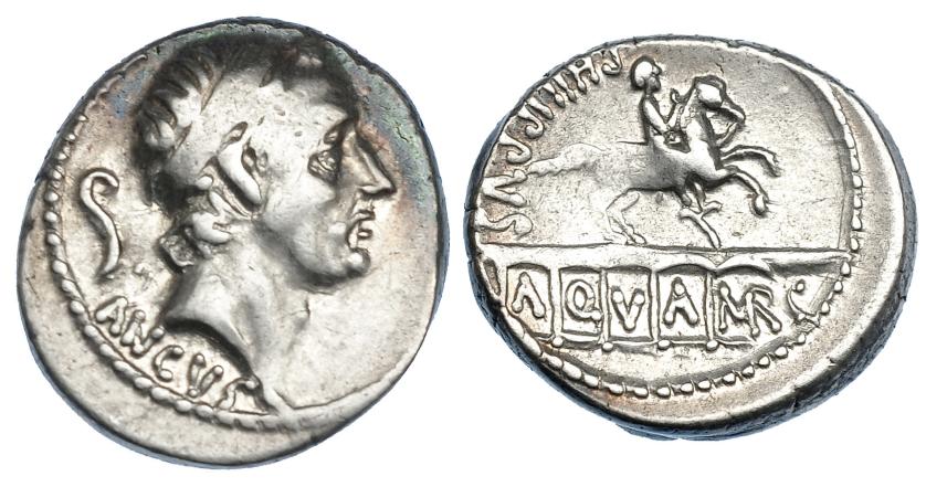 3017   -  MARCIA. Denario. Roma (56 a.C.). R/ A-Q-V-A-MR-C en los 5 arcos del acueducto. CRAW-425.1. FFC-895. Acuñación floja. MBC+.