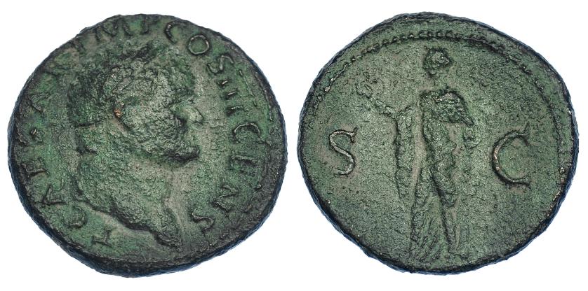 3033   -  TITO (bajo Vespasiano). R/ Spes a izq.; S-C. RIC-751. Pátina verde rugosa. BC+.