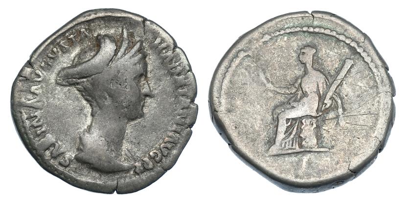 3041   -  SABINA. Denario. Roma (128-134). R/ Ceres sentada a izq. RIC-411. BC+.