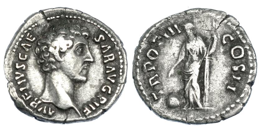 3048   -  MARCO AURELIO (bajo Antonino Pío). Denario. Roma (148-149). R/ Providentia; TR POT III COS II. RIC-446. MBC-/BC+.