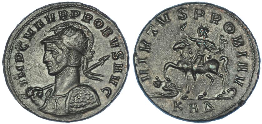 3094   -  PROBO. Antoniniano. Serdica (276-282). R/ Emperador a caballo a izq. pisando enemigo; VIRTVS PROBI AVG. RIC-878. EBC-. 