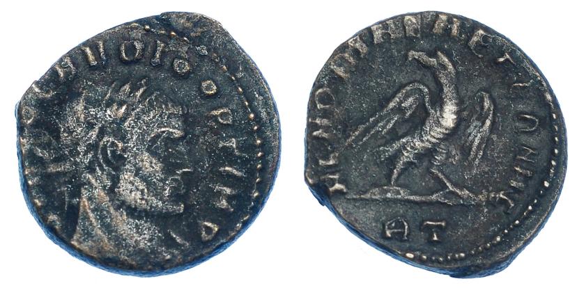 3101   -  CONSTANTINO I (a nombre de Claudio II). 1/2 follis. Roma. R/ Águila; MEMORIAE AETERNAE, marca de ceca RT. RIC-112. MBC-.