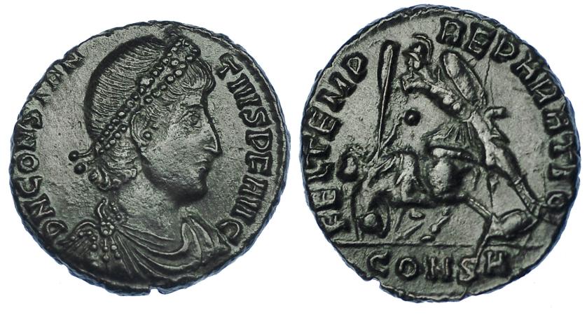 3106   -  CONSTANCIO II. 1/2 centenionalis. Constantinopla. R/ FEL TEMP REPARATIO, en campo ., exergo CONSA. RIC-118. MBC+.