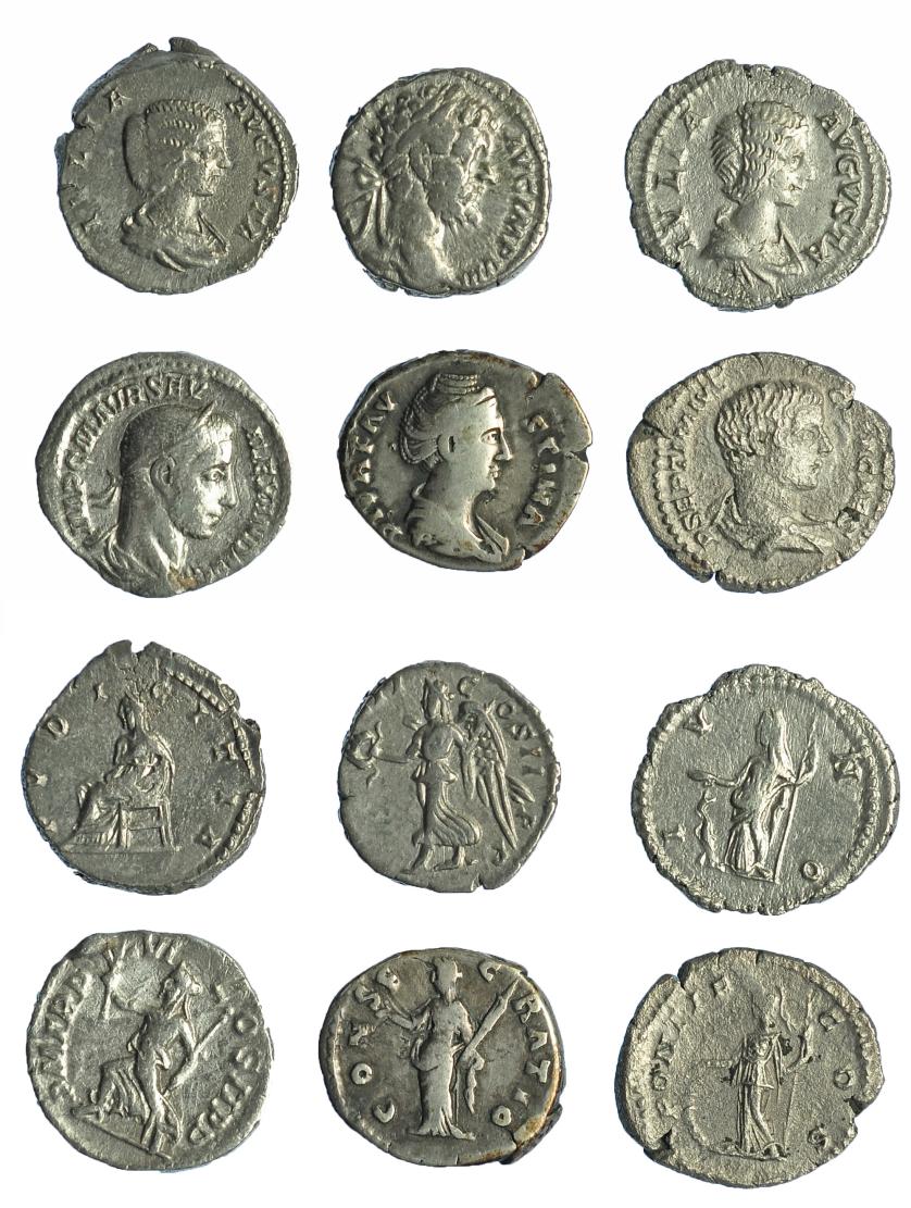 130   -  Lote de 6 denarios desde Faustina la Mayor a Alejandro Severo. BC+.