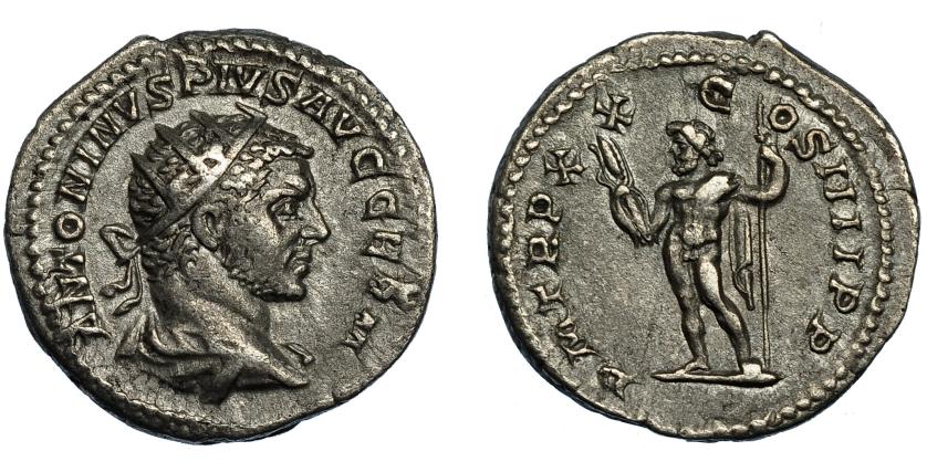 213   -  CARACALLA. Antoniniano. Roma (217). R/ Júpiter a izq. con cetro y rayos; P M TR P XX COS IIII P P. AR 4,70 g. 22,8 mm. RIC-285C. MBC.