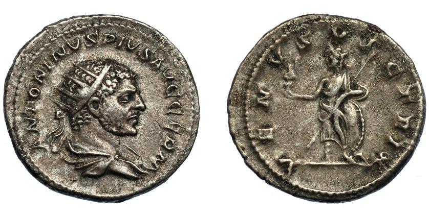 217   -  CARACALLA. Antoniniano. Roma (213-217). R/ Venus a izq. con Victoria, lanza y escudo; VENVS VICTRIX. AR 5,05 g. 22,7 mm. RIC-311D. MBC/MBC-.