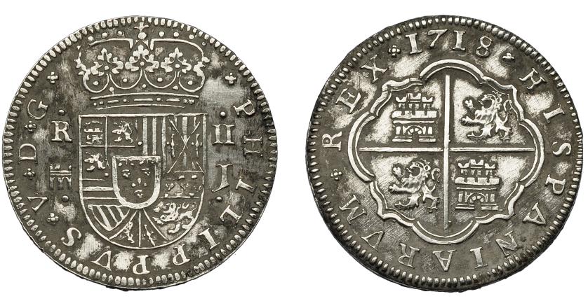 490   -  FELIPE V. 2 reales. 1718- Segovia. J. VI-761. MBC+.
