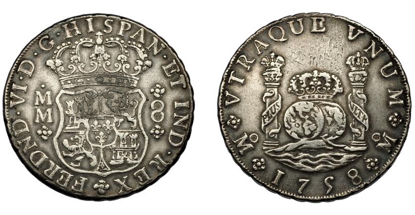497   -  FERNANDO VI. 8 reales. 1758. México. MM. VI-369. MBC.