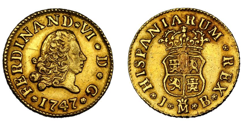 498   -  FERNANDO VI. 1/2 escudo. 1747. Madrid. JB. VI-403. Rayita en anv. y soldadura en rev. MBC+.