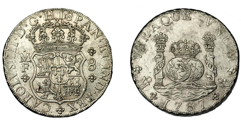 513   -  CARLOS III. 8 reales. 1767. México. MF. VI-925. Pequeñas marcas. EBC-.