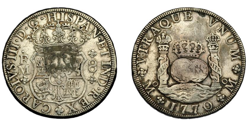 518   -  CARLOS III. 8 reales. 1770.México. FM. VI-929. MBC-.