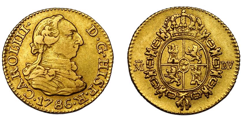 522   -  CARLOS III. 1/2 escudo. 1786. Madrid. DV. VI-1065. MBC.