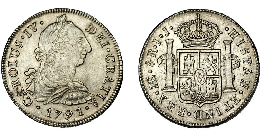 547   -  CARLOS IV. 8 reales. 1791. Lima. IJ. VI-752. Rayita en anv. MBC+.