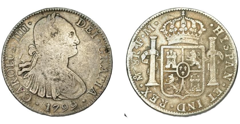550   -  CARLOS IV. 8 reales. 1799. México. FM. VI-795. BC+.