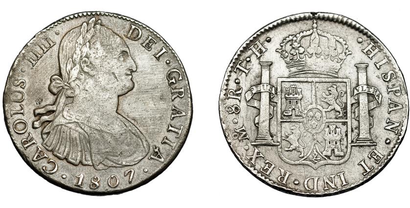 554   -  CARLOS IV. 8 reales. 1807. México. TH. VI-805. Gratada. MBC-.