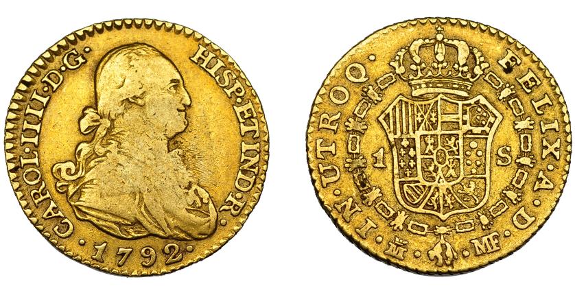 558   -  CARLOS IV. 1 escudo. 1792. Madrid. MF. VI-907. MBC-/MBC.