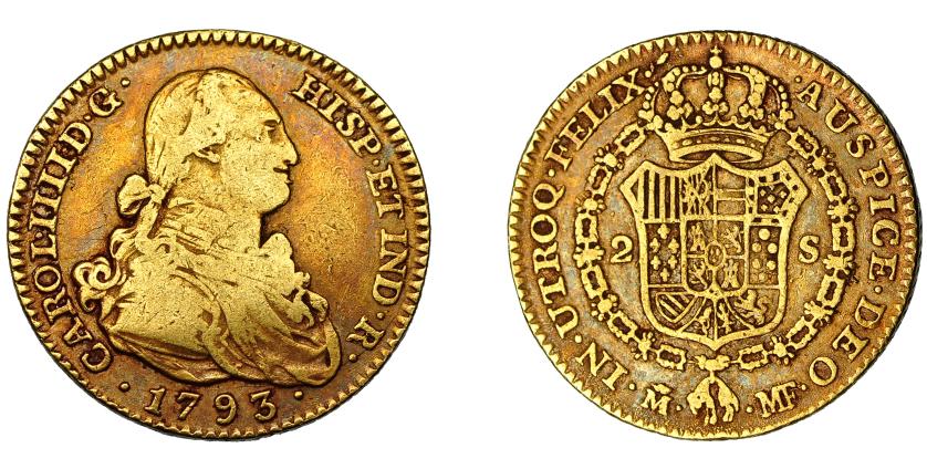 565   -  CARLOS IV. 2 escudos. 1793. Madrid. MF. VI-1041. MBC-.