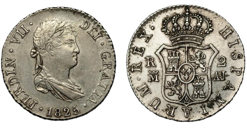 577   -  FERNANDO VII. 2 reales. 1825. Madrid. AJ. VI-700. MBC.