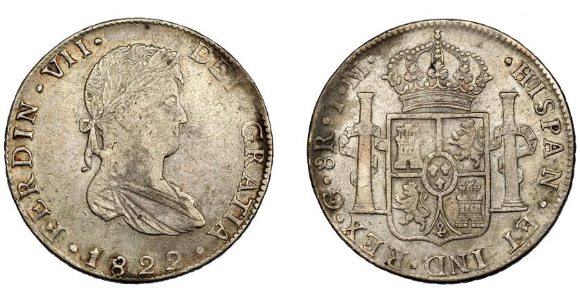 579   -  FERNANDO VII.  8 reales. 1822. Guanajuato.JM. VI-1017. Rayitas en anv. MBC-.