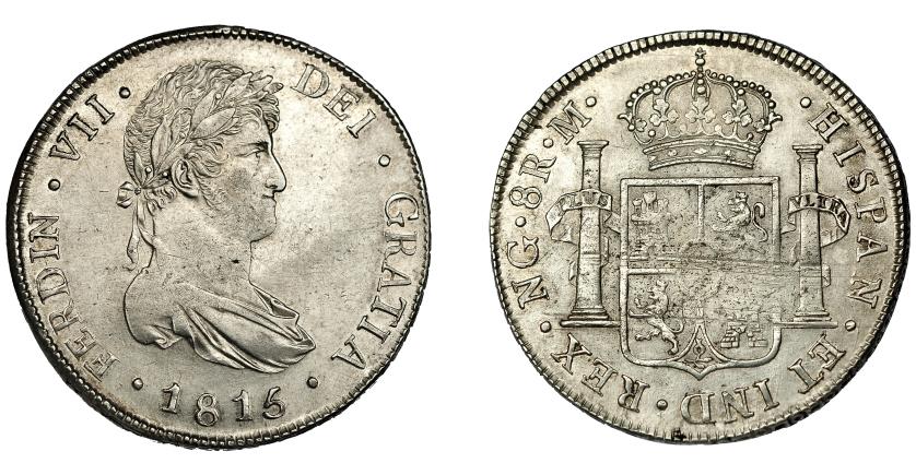 580   -  FERNANDO VII. 8 reales. 1815. Guatemala. M. VI. 1027. Rayas de ajuste en rev. Pequeñas marcas. MBC+.