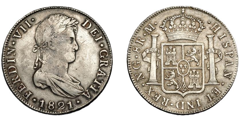 581   -  FERNANDO VII.  8 reales. 1821. Nueva Guatemala. M. VI-1033. MBC-/MBC+.