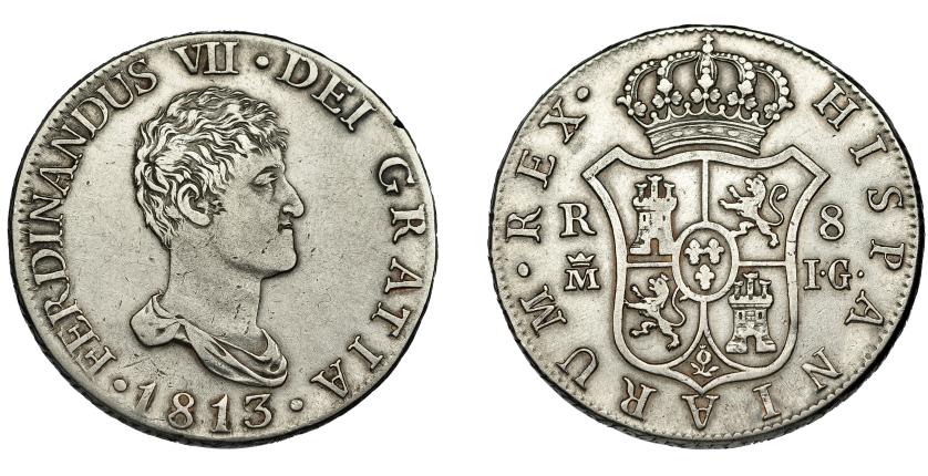 584   -  FERNANDO VII. 8 reales. 1813. Madrid. IG. VI-1062. MBC. Muy escasa. 