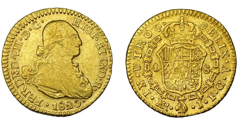 597   -  FERNANDO VII. 1 escudo. 1820. Nuevo Reino. JF. VI-1271. MBC-.
