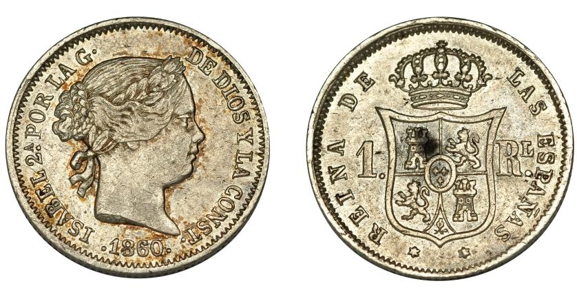 609   -  ISABEL II. Real. 1860. Madrid. VI-270. Golpecito en canto. MBC+.