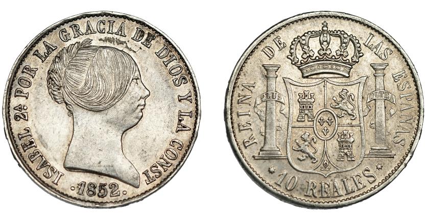 610   -  ISABEL II. 10 reales. 1852. Sevilla. VI-467. R.B.O. EBC-.