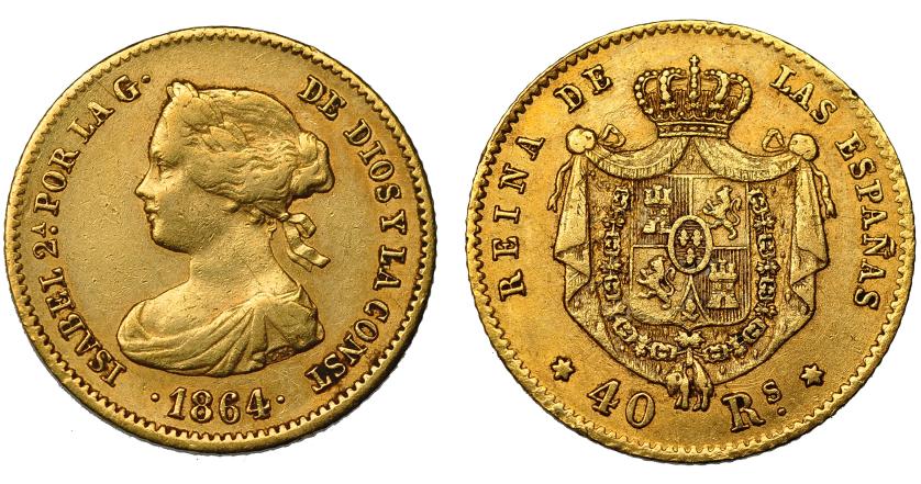 612   -  ISABEL II. 40 reales. 1864. Madrid. VI-568. MBC.