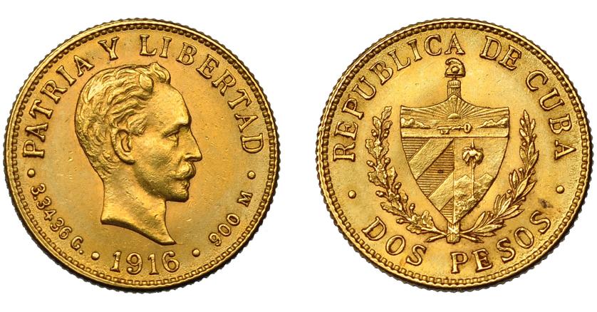 683   -  CUBA. 2 pesos. 1916. KM-17. EBC-.