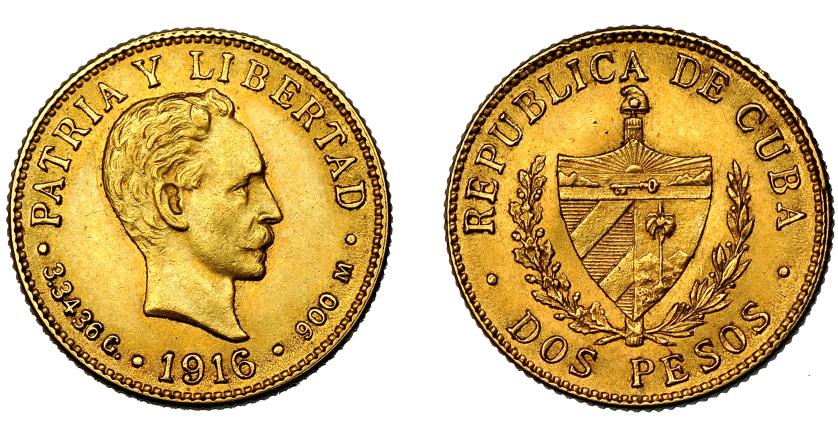 685   -  CUBA. 2 pesos. 1916. KM-17. EBC.