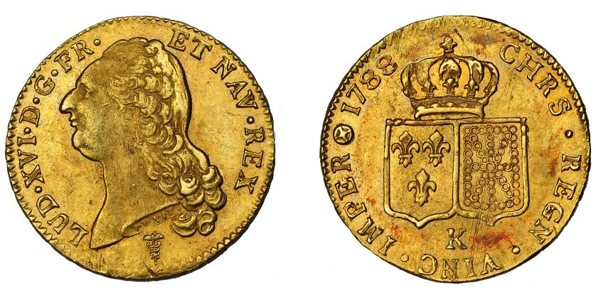 696   -  FRANCIA. 2 luises de oro. 1788. Burdeos. K. KM-592.8. MBC+/EBC-.