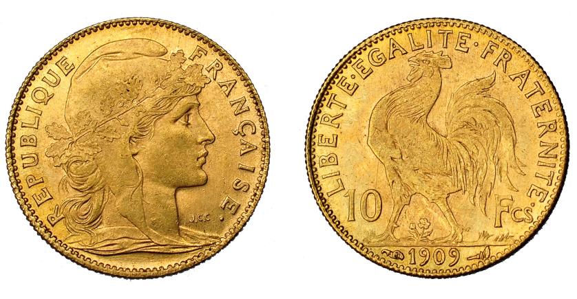708   -  FRANCIA. 10 francos. 1909. KM-846. EBC-.