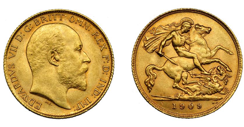 716   -  GRAN BRETAÑA. Eduardo VII. 1/2 soberano. 1909. KM-804. EBC-.