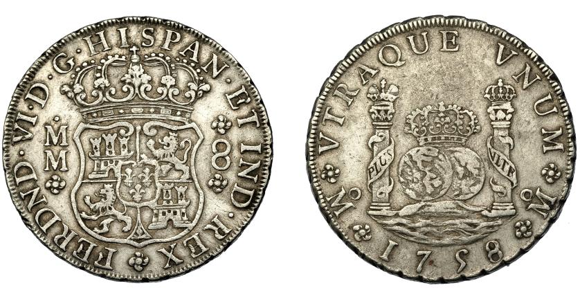 315   -  FERNANDO VI. 8 reales. 1758. México MM. VI-369. MBC.