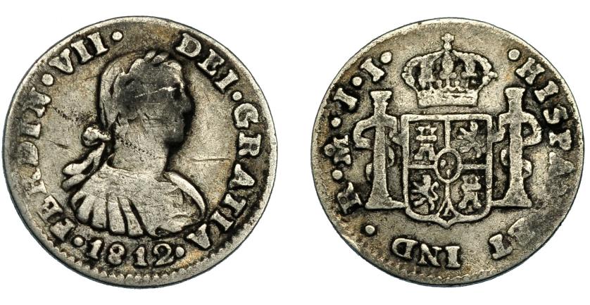 333   -  FERNANDO VII. 1/2 real. 1812. México JJ. VI-368. BC+/MBC-.