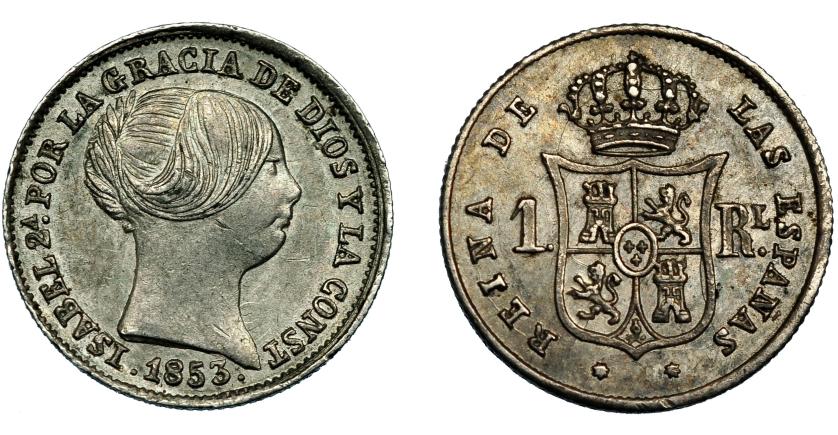 347   -  ISABEL II. Real. 1853. Sevilla. VI-283. Pequeñas marcas. EBC-.