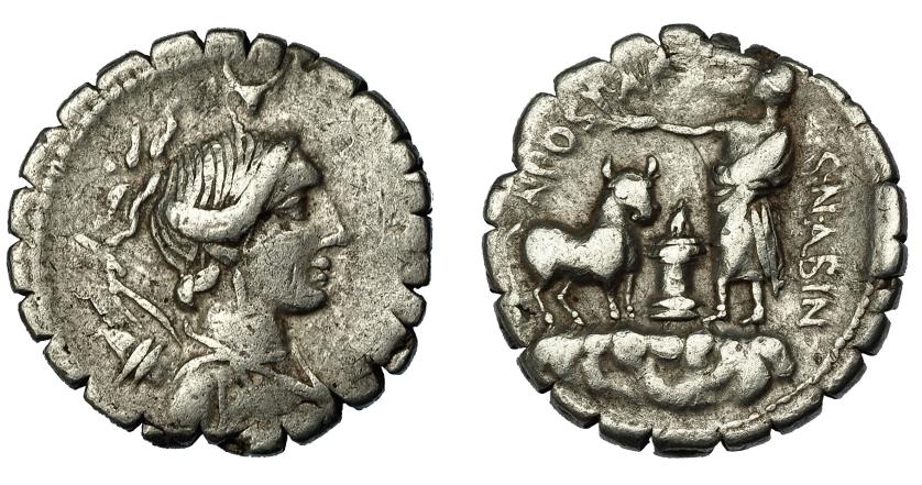 55   -  POSTUMIA. Denario. Roma (81 a.C.). R/ Escena de sacrificio de un toro; A POST A F SN ALBIN. AR 3,84 g. 18,7 mm. CRAW-372.1. FFC-1071. BC+/MBC-.