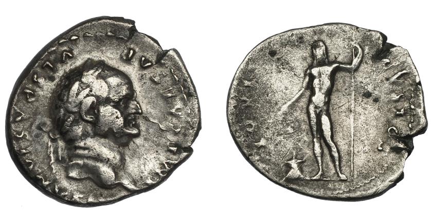 88   -  VESPASIANO. Denario. Roma (76 a.C.). R/ Júpiter a izq. con cetro y pátera delante de altar; IOVIS CVSTOS. AR 3,17 g. 19 mm. RIC-849. MBC-/BC+.