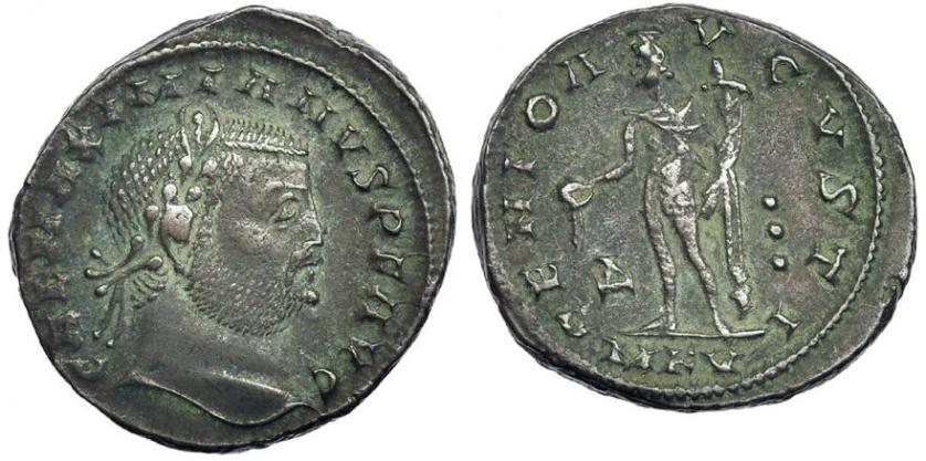 2309 - IMPERIO ROMANO. GALERIO MAXIMIANO. Follis Cízico (311). R/ GENIO AVGVSTI, marca delta y 3 puntos. AE 7,46 g. 25,7 mm. RIC-65. MBC.