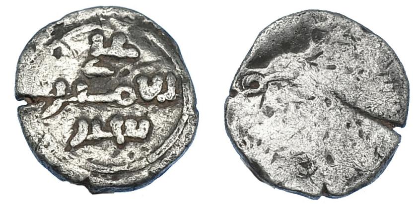 2352   -  ACUÑACIONES HISPANO-ÁRABES. ALMORÁVIDES. 1/2 quirate. Ali ibn Yusuf y emir Sir. S/C. S/F. AR 0,48. 8,3 mm. V-1770. Grieta. MBC-. 