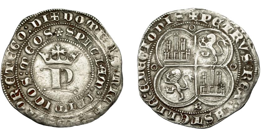 2370   -  REINO DE CASTILLA Y LEÓN. PEDRO I. Real. Burgos. AR 3,42 g. 27,1 mm. III-378. BMM-527. MBC.