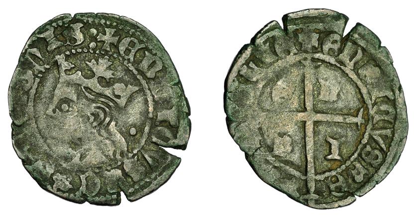 2375   -  REINO DE CASTILLA Y LEÓN. ENRIQUE II. Cruzado. Marca punto detrás del busto. VE 1,51 g. 21,1 mm. III-459. BMM-638. Cospel abierto. BC+.