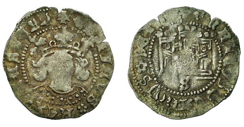 2401 - REINO DE CASTILLA Y LEÓN. ENRIQUE IV. 1/2 cuartillo. Sevilla. VE 1,13 g. 21,5 mm. III-780.2. BMM-1054.2. Vanos de acuñación. BC+.